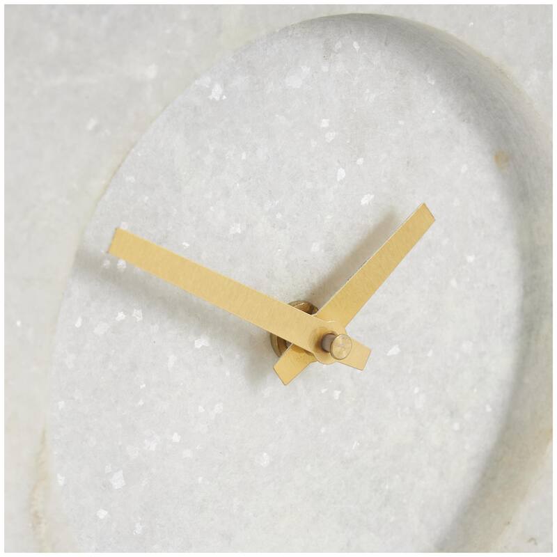 Marble Minimalistic Rectangular Decorative Clock with Recessed Numberless Clockface - White - Roche River Decor