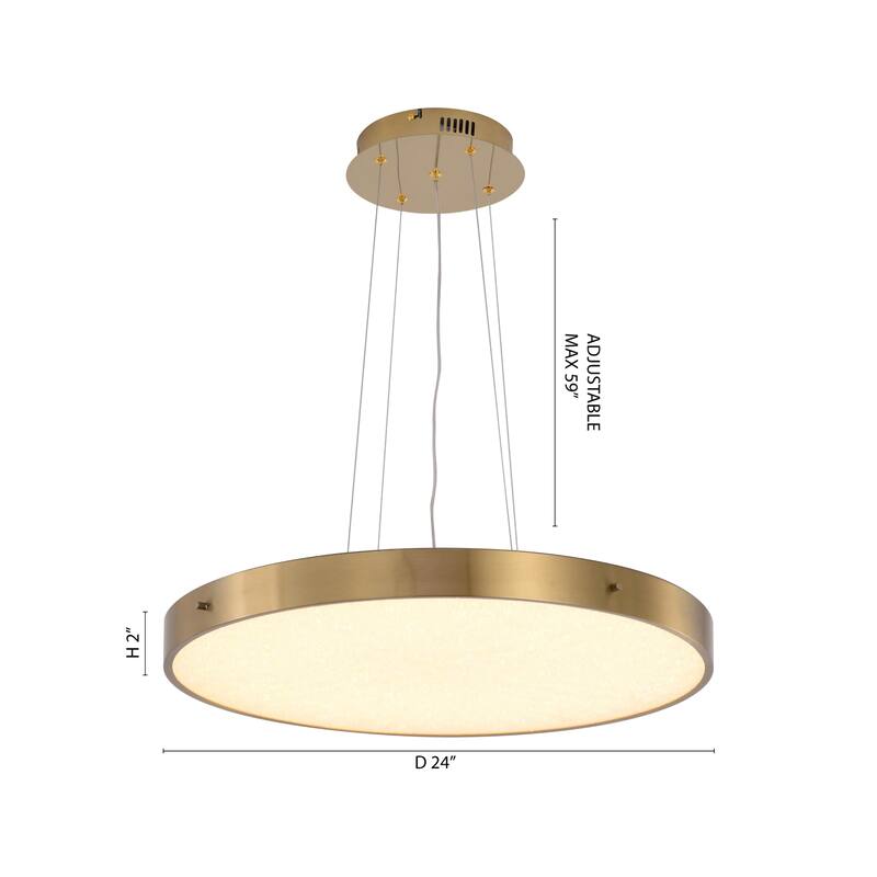 1-Light Brass LED Chandelier With A Clear Acrylic Beaded Diffuser