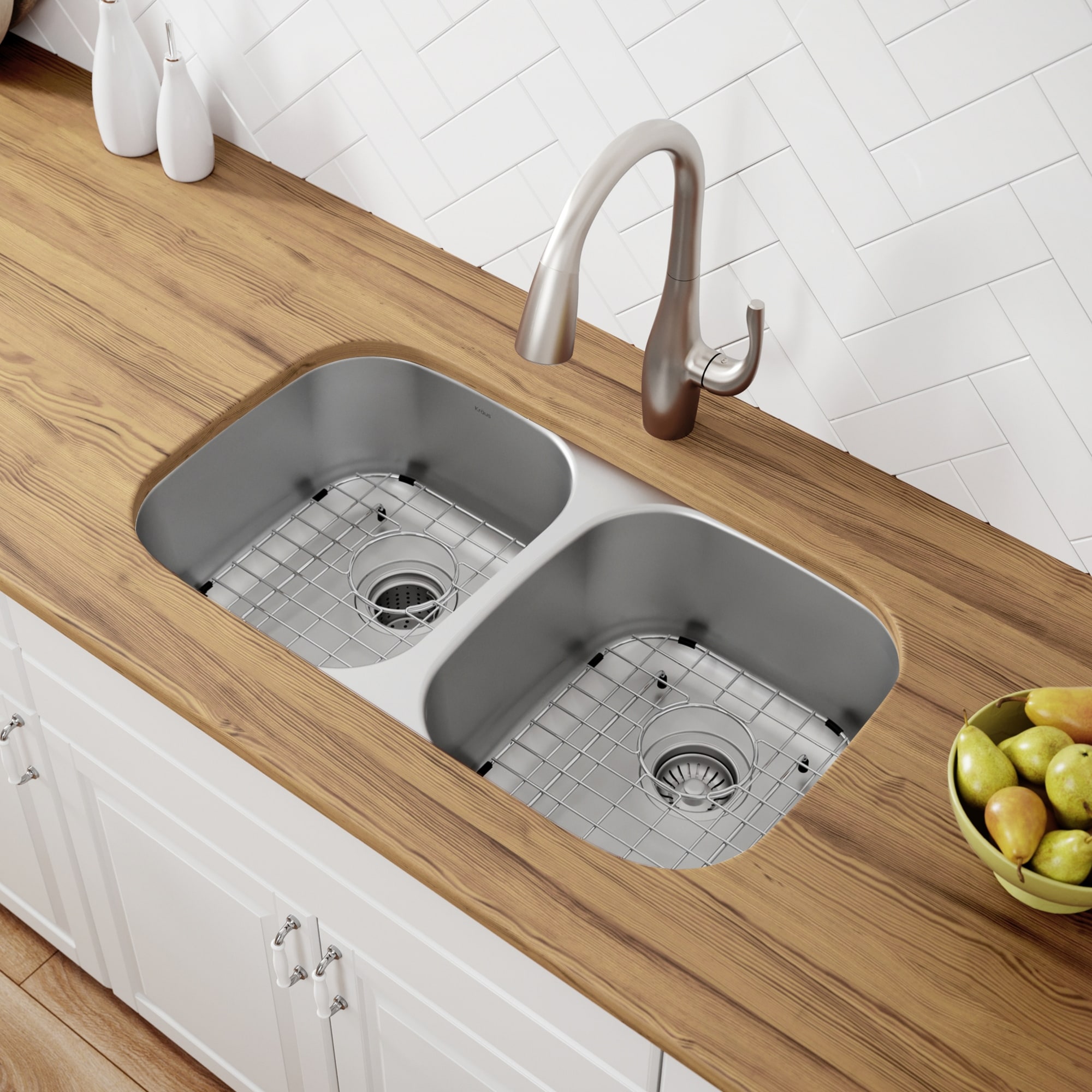 KRAUS Premier Stainless Steel 32 inch 2-Bowl Undermount Kitchen Sink Bed  Bath  Beyond 4282014