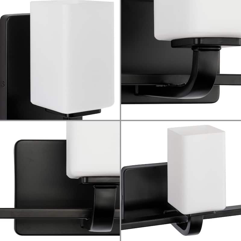 Cowan Collection Three-Light Matte Black Opal Glass Bath Vanity Light - 23.5 in x 7.75 in x 8.5 in