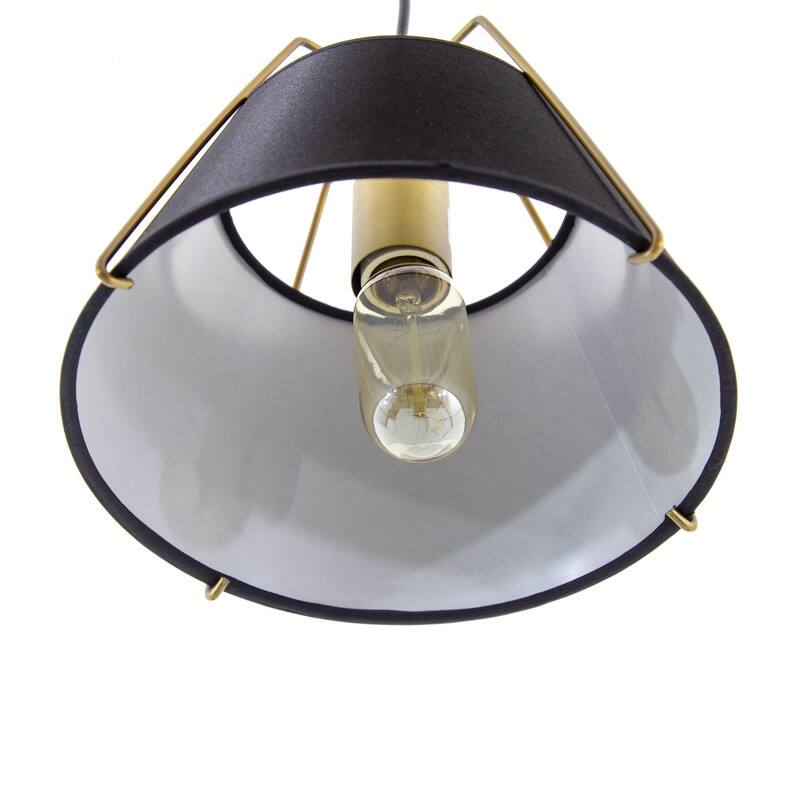 Mira 1-Light Modern Pendant in Matte Gold Finish with Black Shade - 9.6 x 8 x 9.6