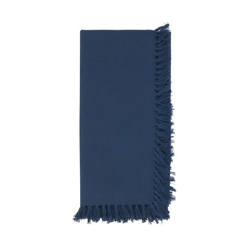 Fringed Design Napkins (set of 4) - 20"x20" - Set of 4 - Navy blue