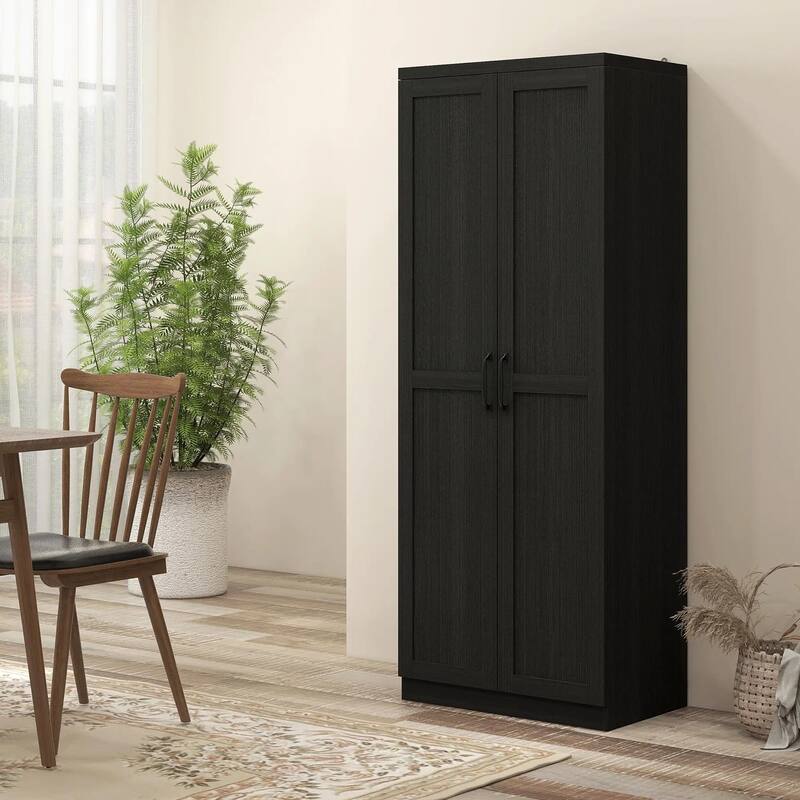 63" 2-Door Kitchen Pantry, Freestanding with 2 Adjustable Shelves