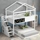preview thumbnail 2 of 13, White L-Shaped Playhouse Bed Frame Twin over Full with Blackboard