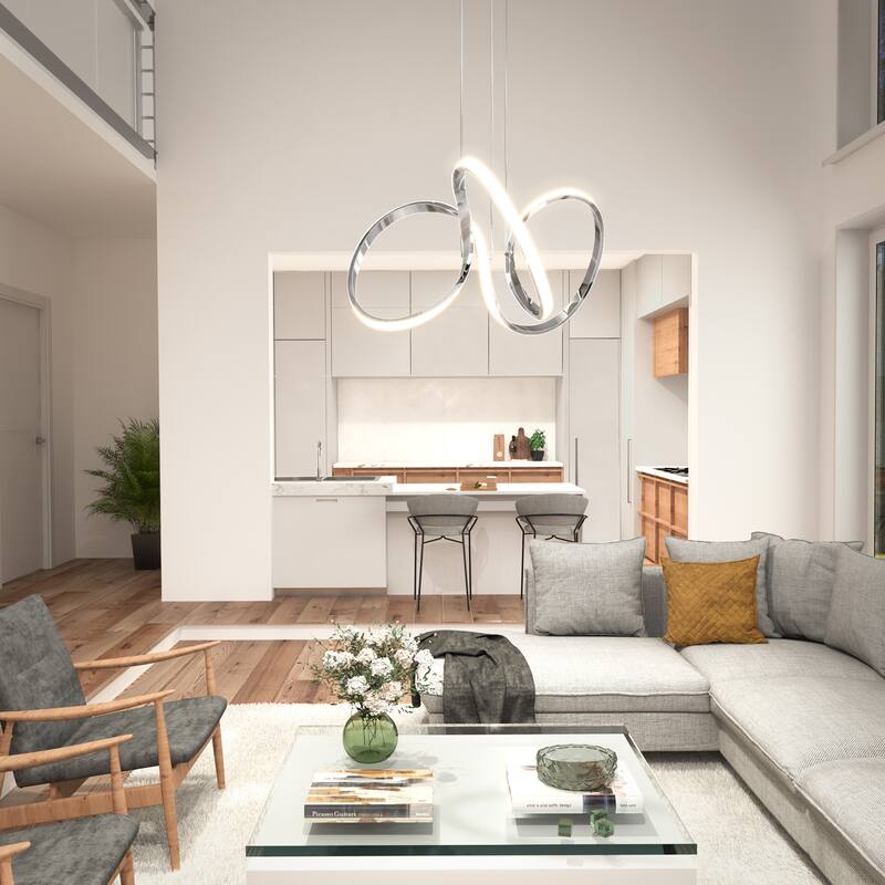 Artika Swirl LED Pendant Fixture, Chrome