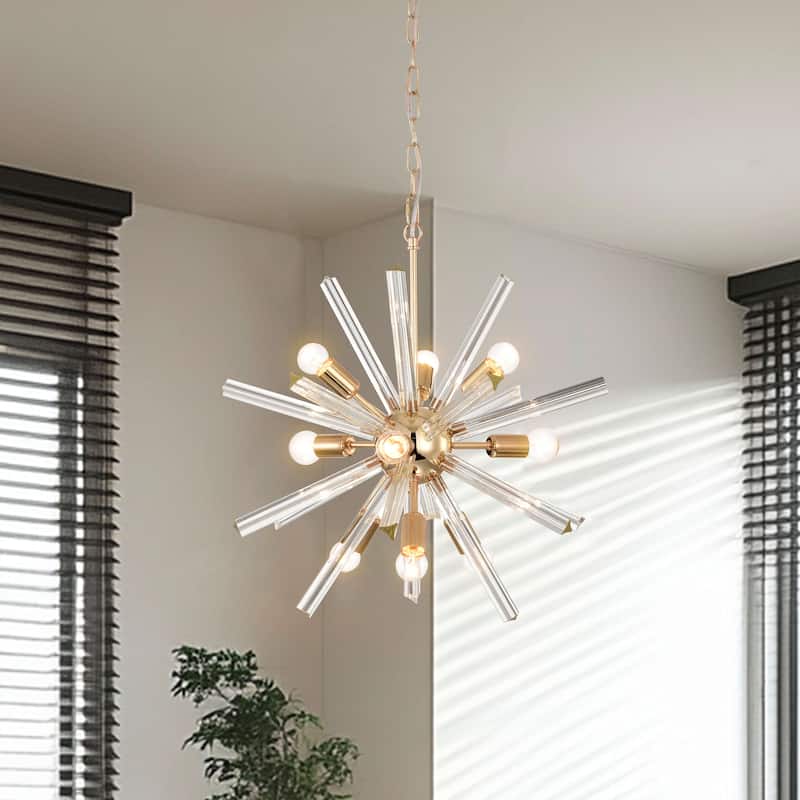 Lorena Glossy Rose Gold 9-Light Glass Bar Sputnik Chandelier