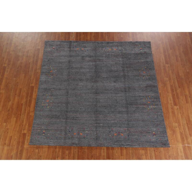 Hand Knotted Oriental 100% Wool Carpet Tribal Tribal Greys & Charcoal Gabbeh Area Rug - 8' 1'' X 8' 2''