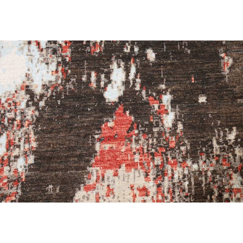 Vegetable Dye Wool/ Silk Abstract Modern Area Rug Hand-knotted Carpet - 6'6" x 9'9"