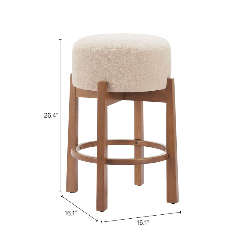 Nade Counter Stool Beige & Walnut