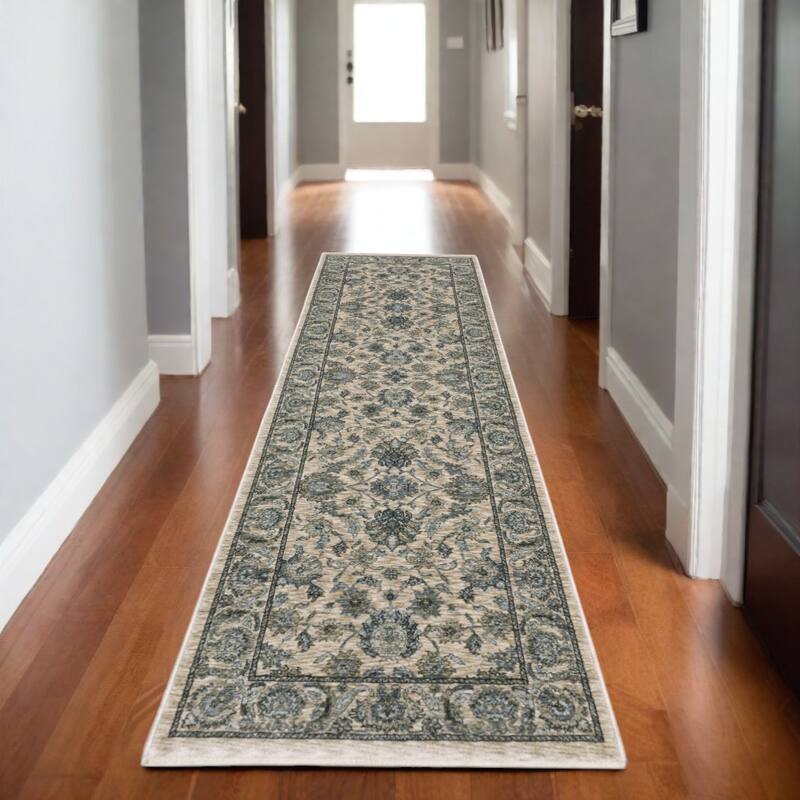 HomeRoots Oriental Traditional Runner Area Rug - 92.52 in. x 26.77 in.  x 0.24 in.