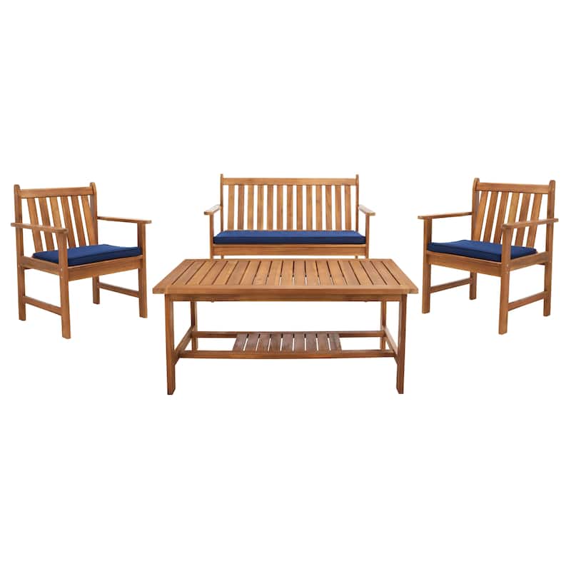 SAFAVIEH Outdoor Ainsley Acacia Wood 4-Piece Furniture Set - 44W x 34D x 25H