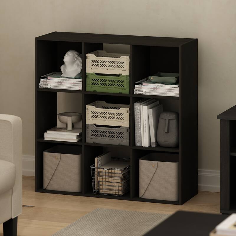 35.39 in. Tall Espresso Wood 9-Shelf Bookcase