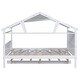preview thumbnail 87 of 89, Twin Size House Bed Wood Slats Platform Bed Creativity Kids Bed Frame with Skylight, Storage Shelf, Trundle Bed