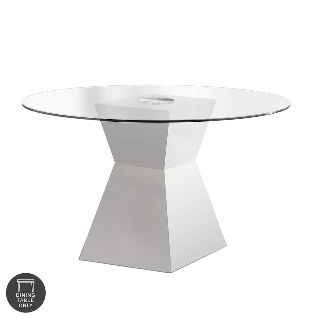 Furniture of America Hann Contemporary White 45-inch Glass Top Dining Table