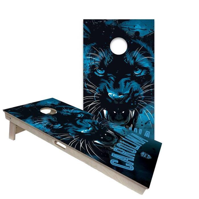 Carolina Panthers Regulation 2x4 Cornhole Board Set - Backyard - Include LED Lights