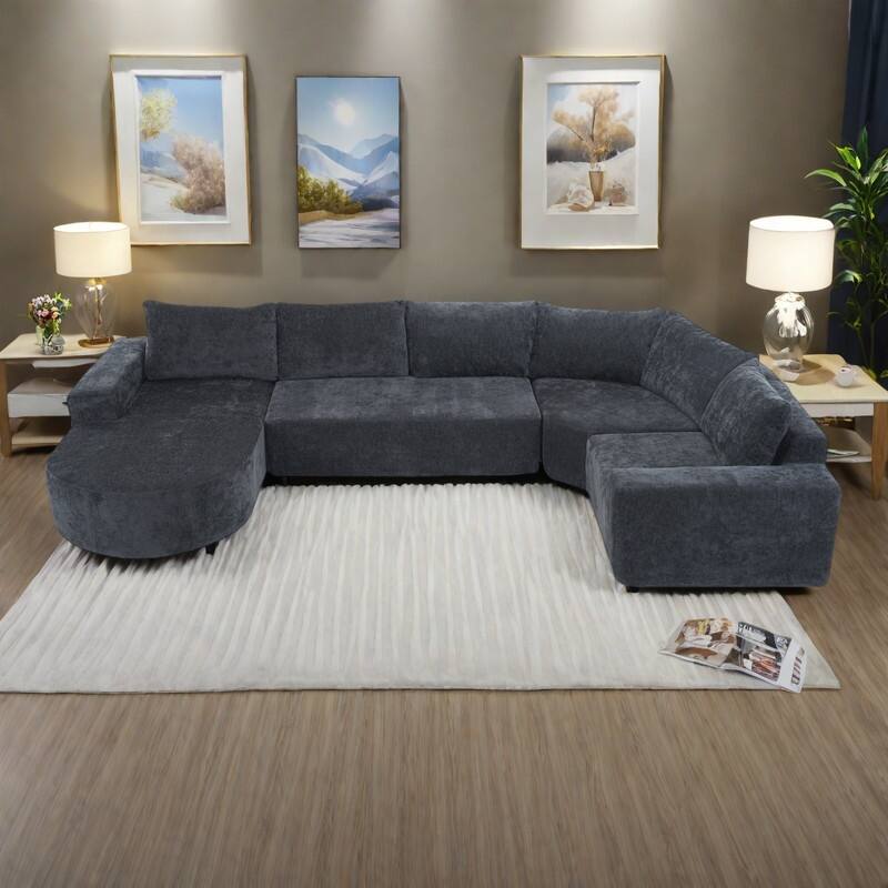 139" Chenille Modular Cloud Sectional Sofa with Deep Seating, Pocket Spring Support, and 5-Piece U-Shaped Configuration