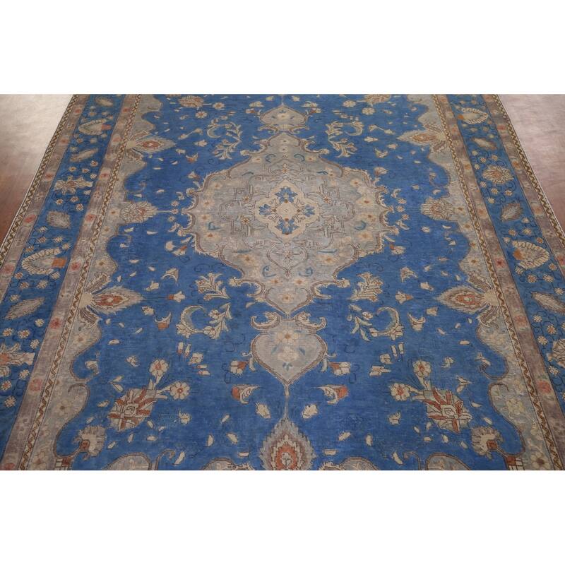 Over-Dyed Distressed Tabriz Persian Vintage Hand-Knotted Wool Carpet - 8'2" x 10'8"