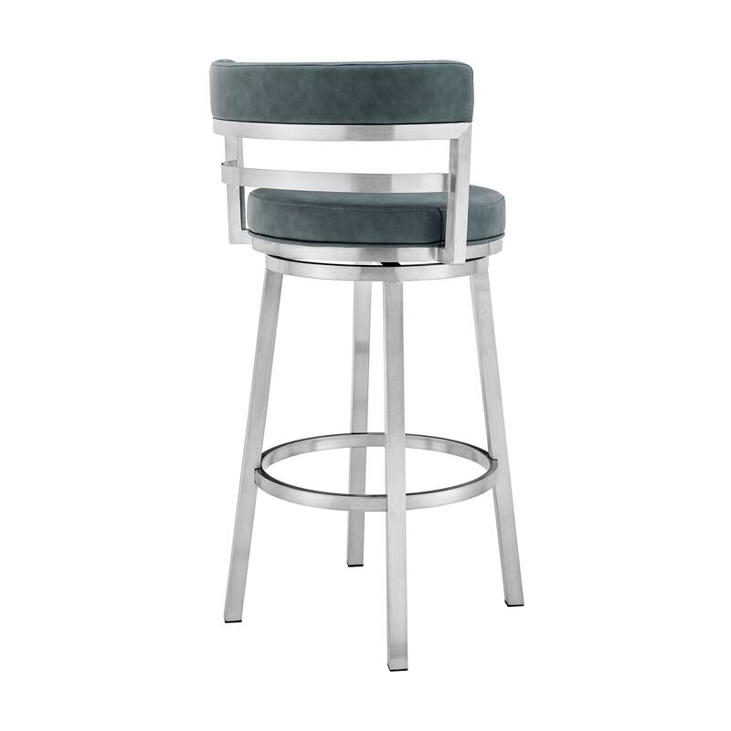 Madrid Modern Swivel Bar Stool, Upholstered Counter Height Chair with Metal Frame