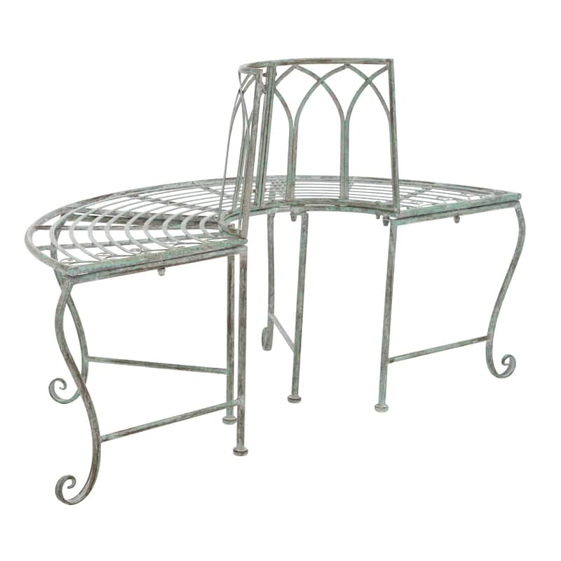 SAFAVIEH Nya Victorian Wrought Iron 50-inch Outdoor Tree Bench - 50 In. W x 24 In. D x 31 In. H - 50"W x 24"D x 31"H