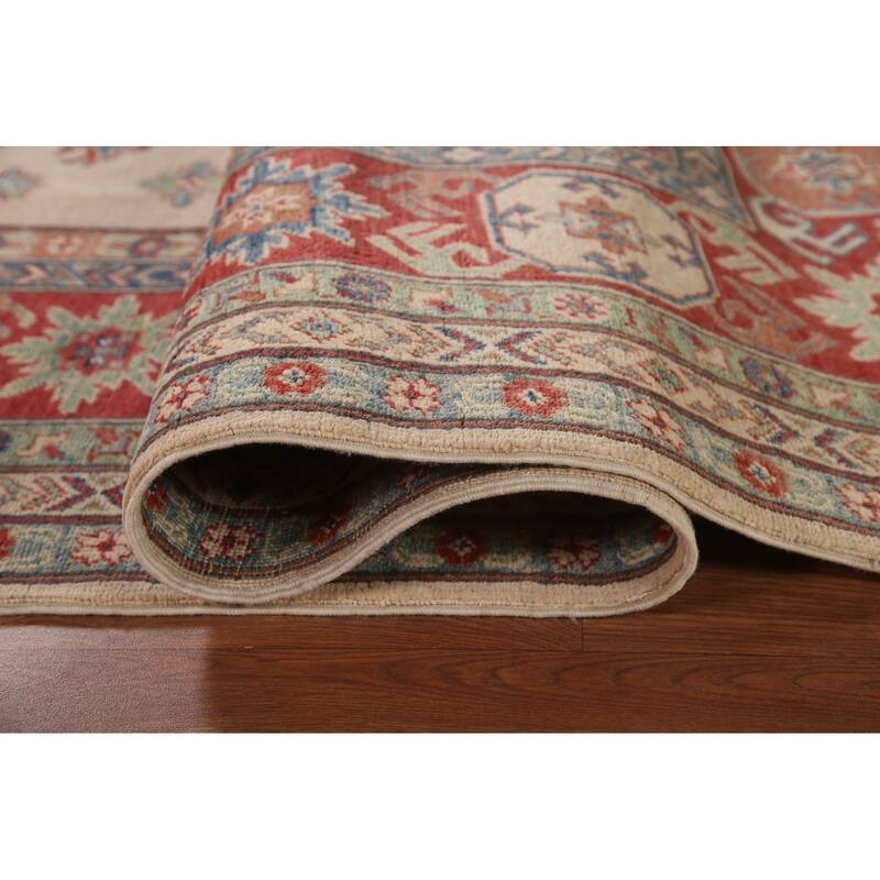 Geometric Kazak Oriental Area Rug Hand-Knotted Traditional Wool Carpet - 8'5"x 11'4"