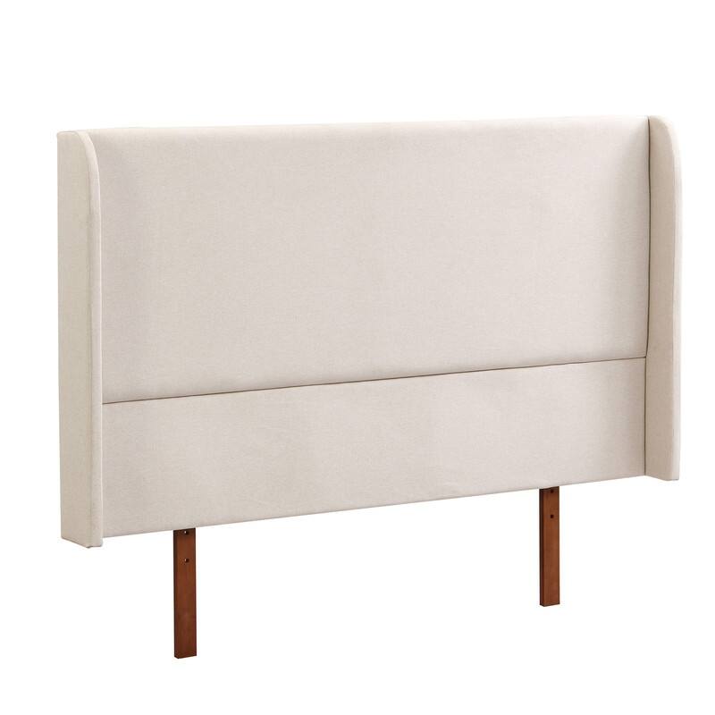 Solid Dry Bamboo Wood 12 Inch Platform Bed, with Bamboo Frame Upholstered Adjustable Headboard