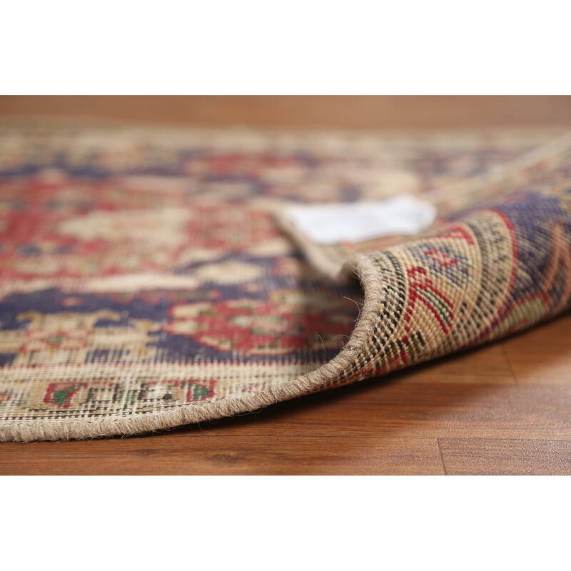 Hand Knotted Oriental 100% Wool Carpet Traditional Medallion Navy Blue & Blues Tabriz Area Rug - 4' 9'' X 3' 0''