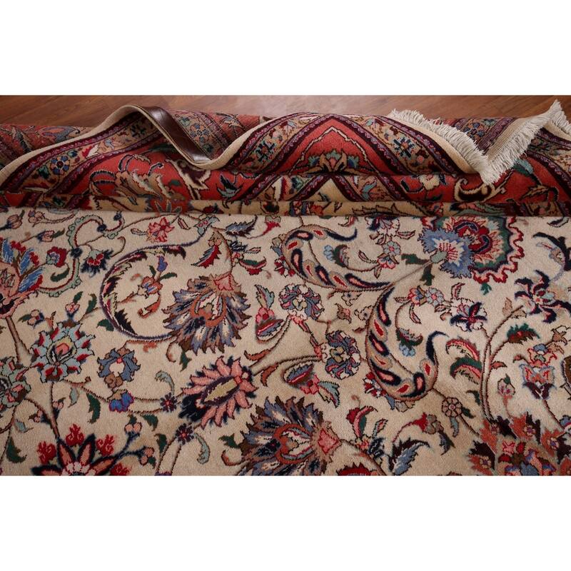 Signed Sarouk Vintage Persian Area Rug Handmade Wool Carpet - 9'10" x 12'6"