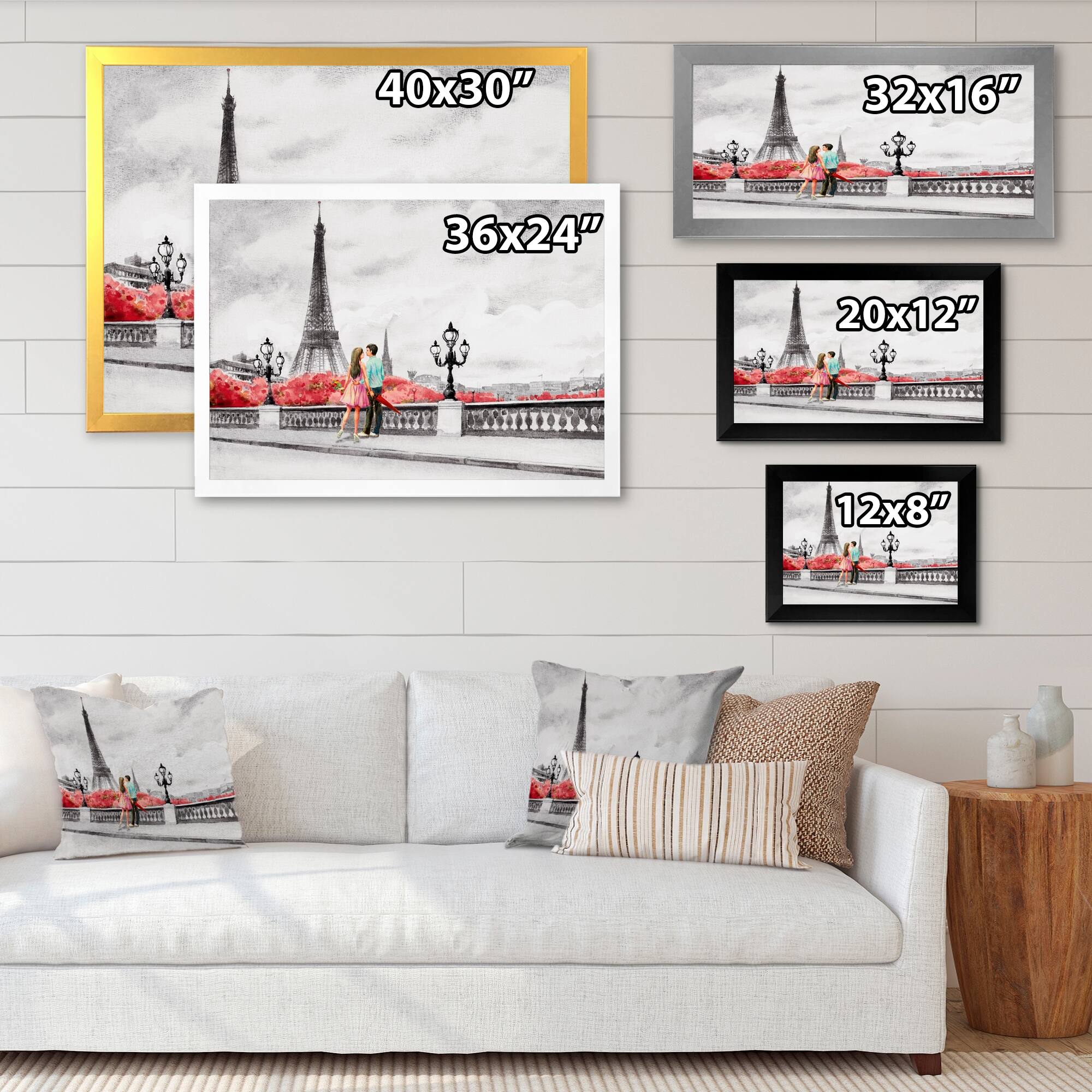 Designart "Romantic Couple In Love In Paris IV" French Country Framed