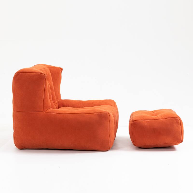 Velvet Memory Foam Bean Bag Super Soft Lounge Chair with Ottoman