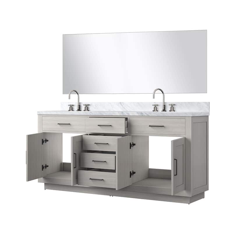 Abbey Bath Vanity with Carrara Marble Top, Sink, Mirror and Faucet