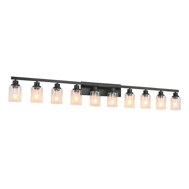 65.4 Inch 10-Light Black Vanity Light Fixture - Black