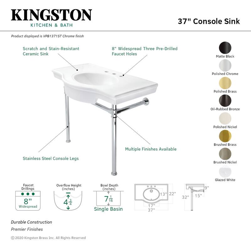 Kingston Brass Templeton 37" Wide Console Sink Set