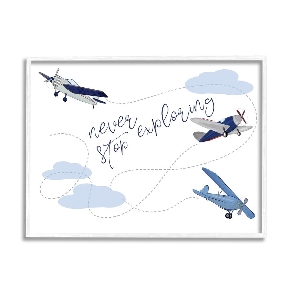 Stupell Never Stop Exploring Airplanes Framed Wall Art
