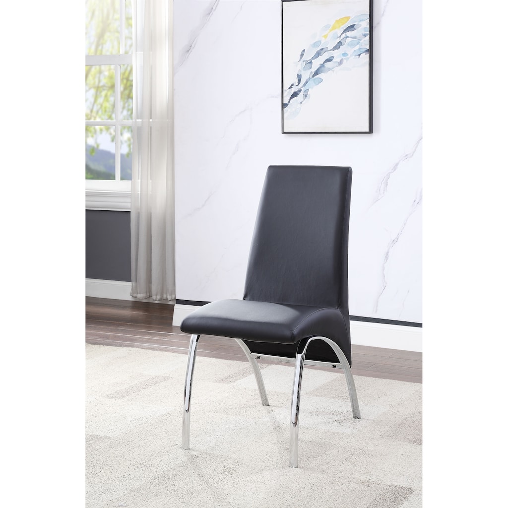 Pervis Synthetic Leather & Chrome Finish Side Chair (Set of 2)