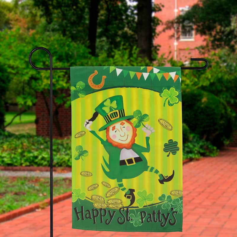 Dancing Leprechaun "Happy St. Patty's" Outdoor Garden Flag 18" x 12.5" - 18" x 12.5"