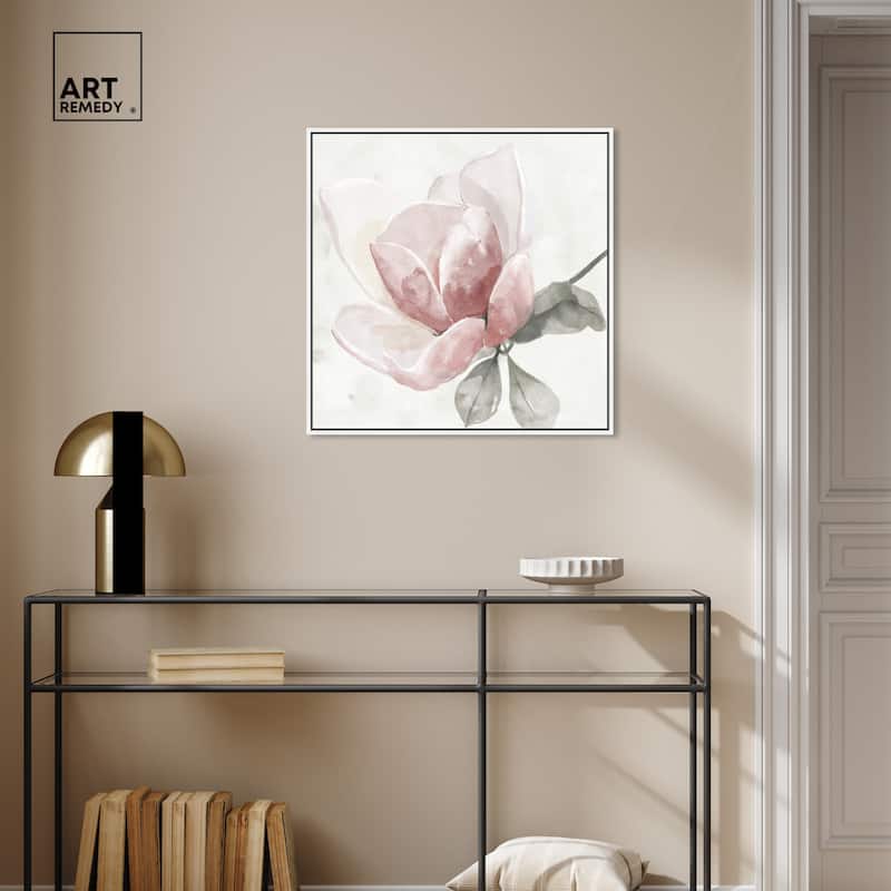 Art Remedy Faded Blush Rose Framed Floral Fine 1 Piece Canvas Wall Art