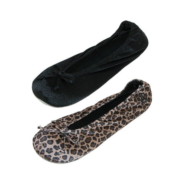 Isotoner Women's Satin Classic Ballerina Slippers (Pack of 2)