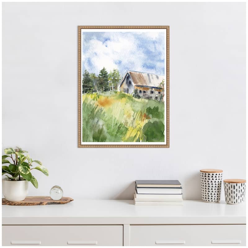 Kate and Laurel Sylvie Vermont Barn in Summer Framed Canvas by Patricia Shaw