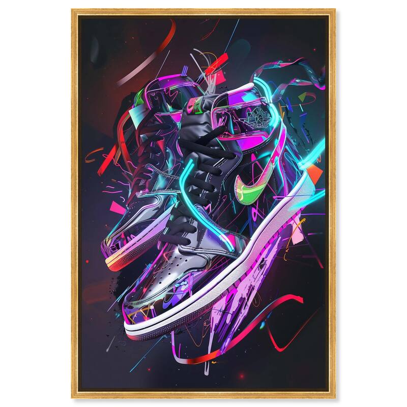 Neon Ribbons Sneakers Canvas by Art Remedy - Gold - 20" x 30"