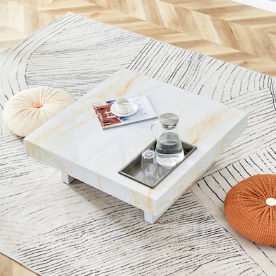 Modern Imitation Marble Coffee Table Simple Coffee Table Multifunctional Coffee Table, for Living Room