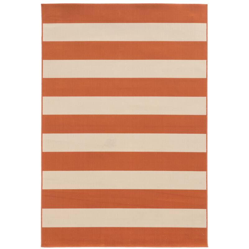 Peterborough Orange Ivory Geometric Outdoor Casual Area Rug