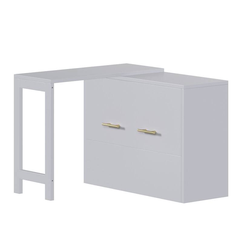 2 in 1 Murphy Bed ,Twin Size Murphy Cabinet Bed with Adjustable Position Desk, Murphy Chest Dresser Bed with Foldable Cushion