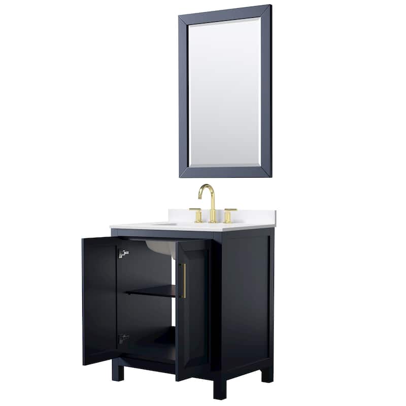 Daria 30-inch Single Vanity, 3 Hole Quartz Top, 24-inch Mirror