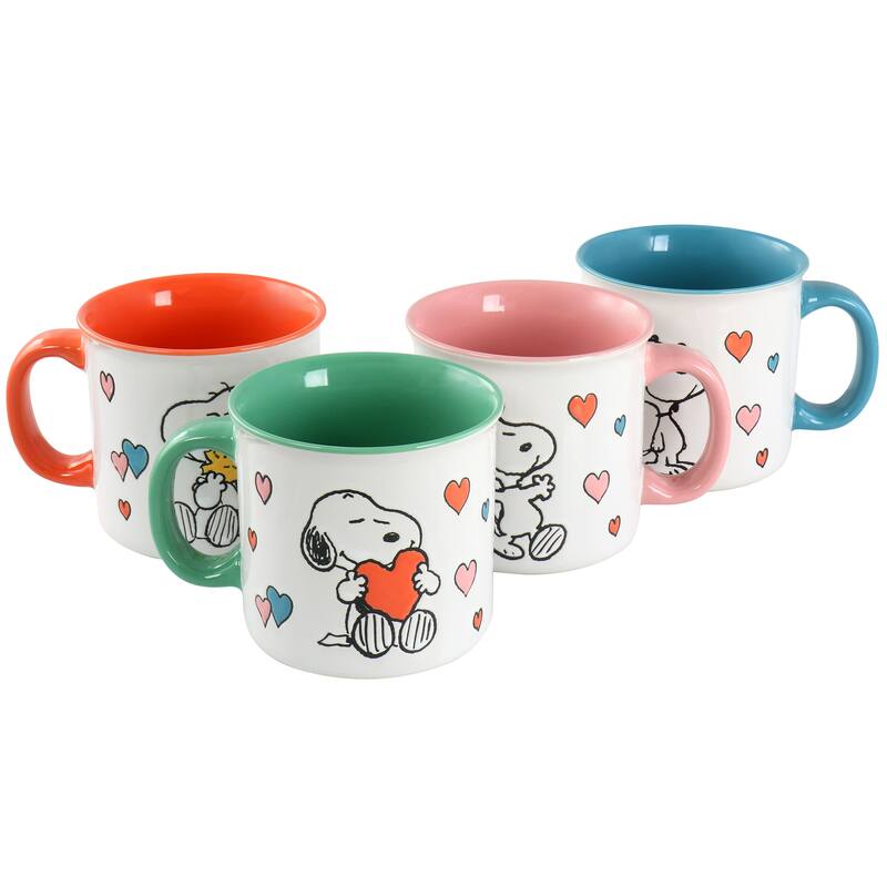 Peanuts Mothers Love 4 Piece 21 Ounce Camper Mug Set in Assorted Designs