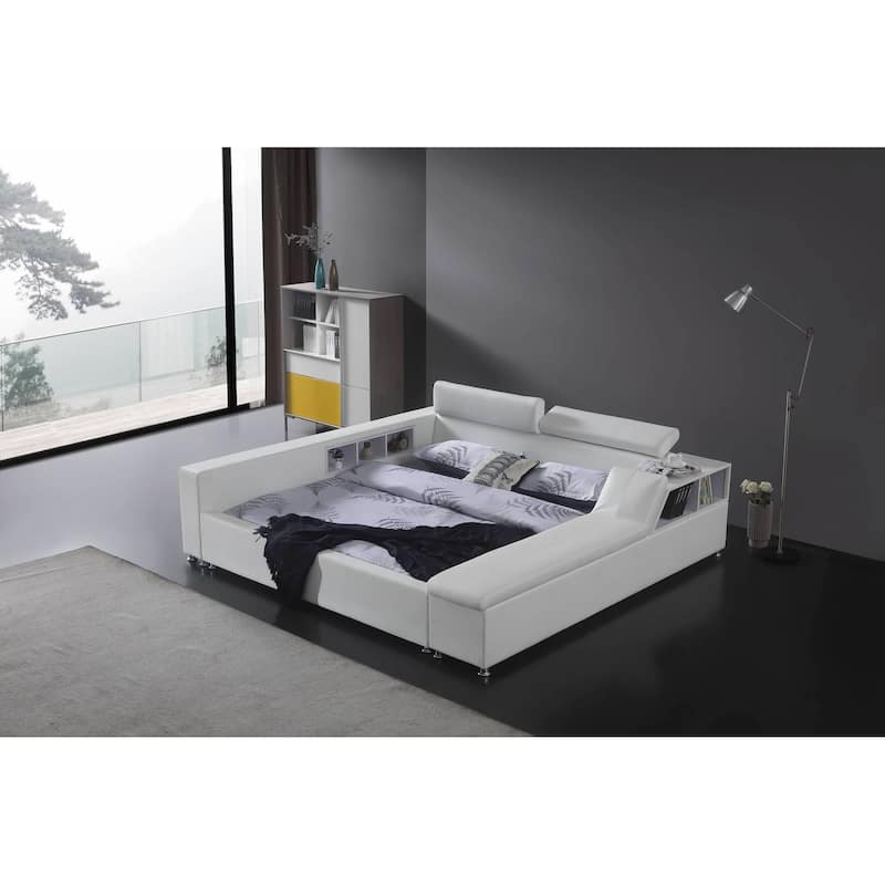 Greatime Modern Faux Leather Oversized Storage Platform Bed