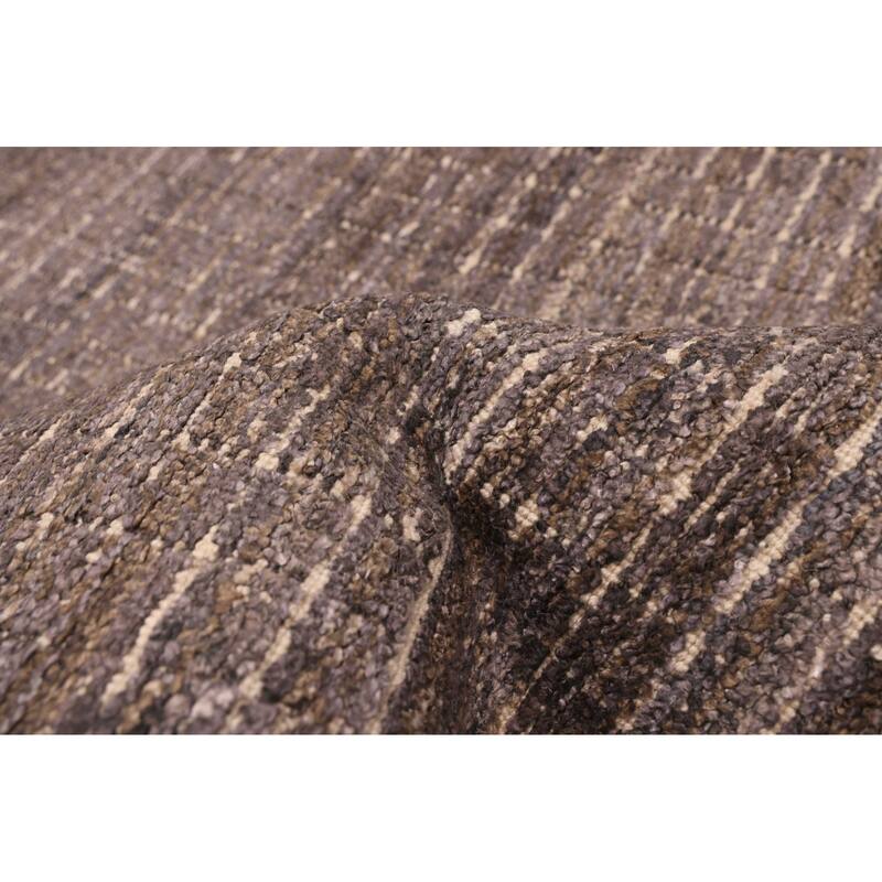 ECARPETGALLERY Hand Loomed Ananda Dark Grey Silk Rug - 8'6 x 11'6