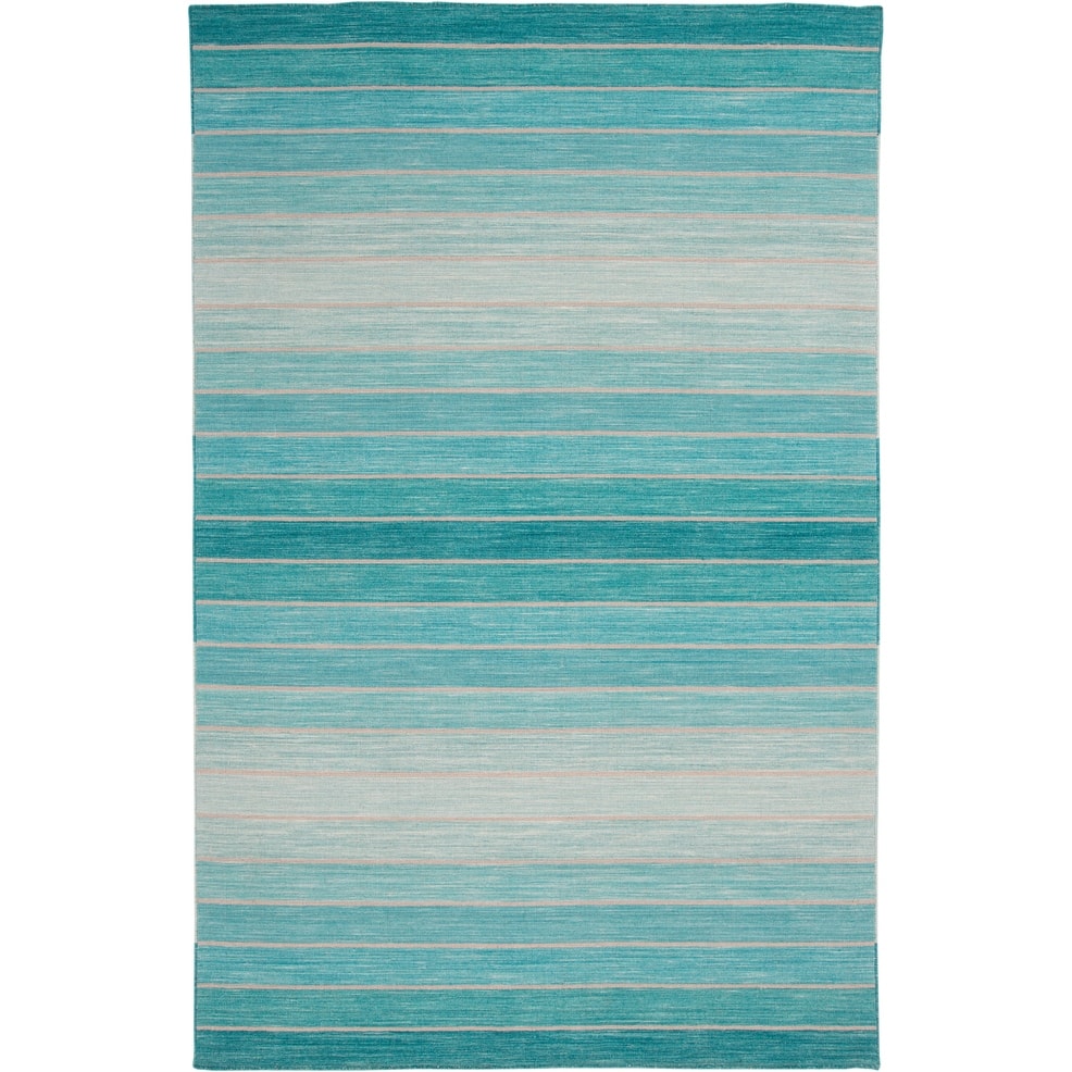 Tavana Handmade Serape Wool Rug, Ombre Aqua Blue, Area Rug