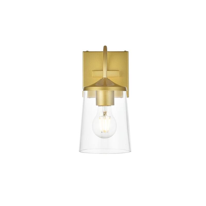 Avant 1 Light Black and Clear Bath Sconce - Brass - 5