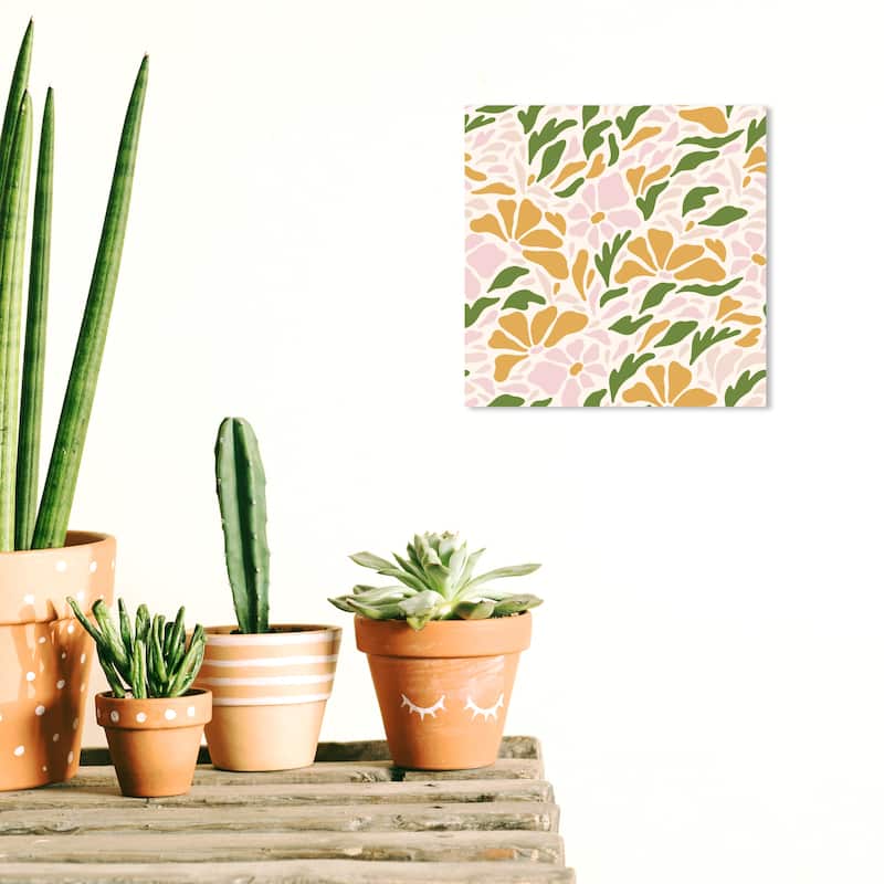 Wynwood Studio Canvas Fashion and Glam Floral Garden Pattern II Green Modern & Contemporary Wall Art Canvas Print - 12 x 12