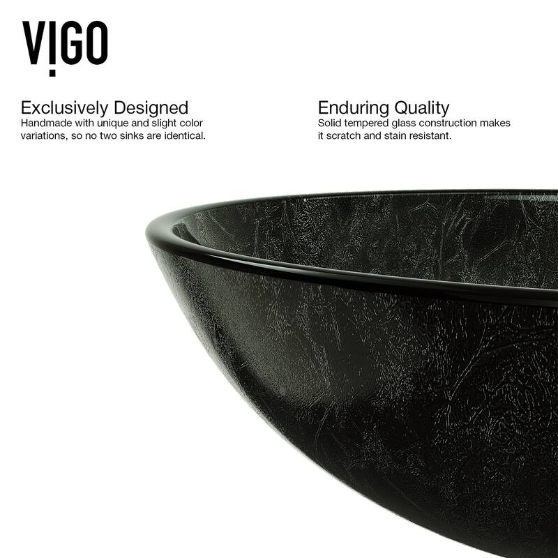 VIGO Giovanni 17"L x 17"W Glass Vessel Sink and Linus 12"H Faucet Set
